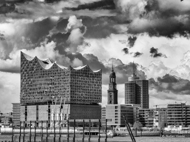 Hamburg Skyline Black and White